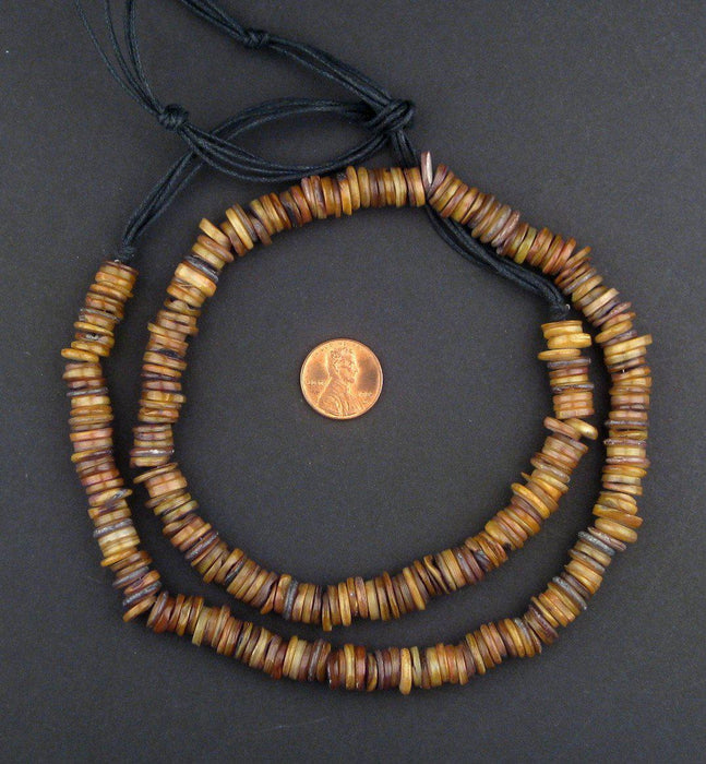 Camel Brown Moroccan Heishi Shell Beads - The Bead Chest