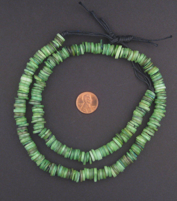 Fern Green Moroccan Heishi Shell Beads - The Bead Chest