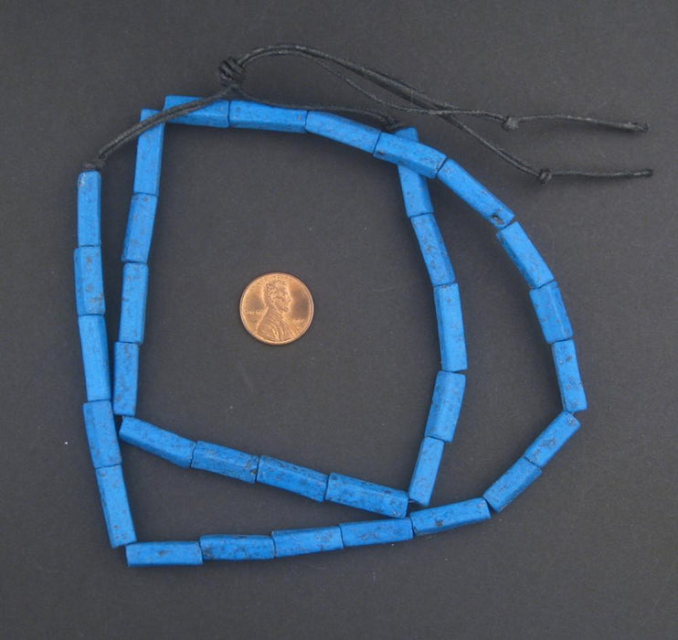 Deep Blue Moroccan Pottery Beads (Rectangle) - The Bead Chest