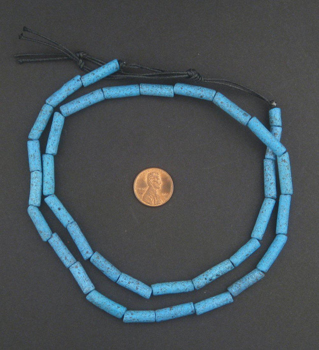 Turquoise Moroccan Pottery Beads (Cylinder) - The Bead Chest