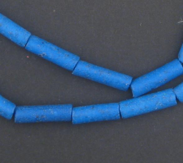 Deep Blue Moroccan Pottery Beads (Cylinder) - The Bead Chest