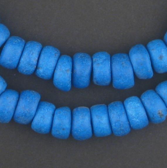 Deep Blue Moroccan Pottery Beads (Rondelle - 14mm) - The Bead Chest
