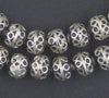 Fancy Berber Silver Bicone Beads (8x10mm)