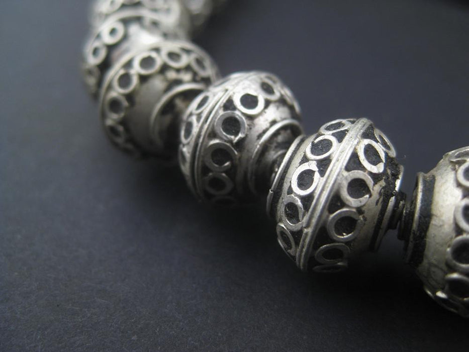 Fancy Berber Silver Bicone Beads (10x15mm) - The Bead Chest