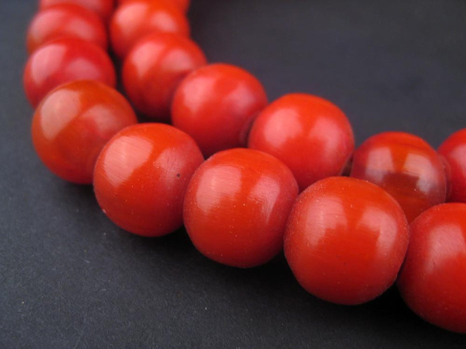 Persimmon Round Amber Resin Beads - The Bead Chest
