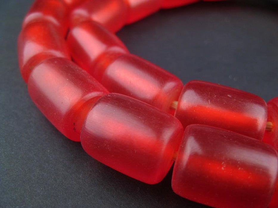 Cherry Amber Resin Cylinder Beads - The Bead Chest