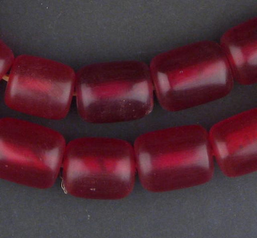 Plum Red Amber Resin Cylinder Beads - The Bead Chest