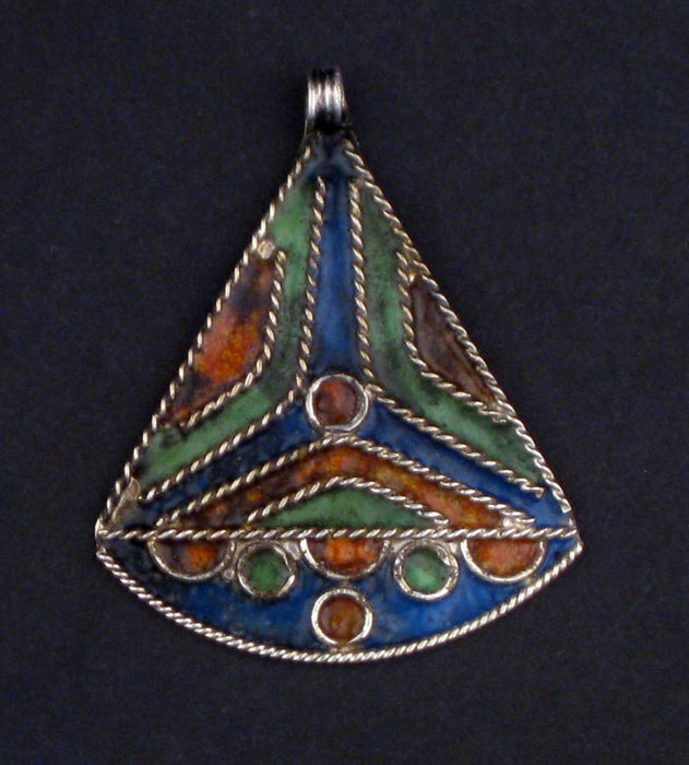 Triangle Sail Enameled Berber Pendant - The Bead Chest
