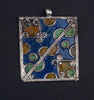 Blue Rectangular Enameled Berber Pendant