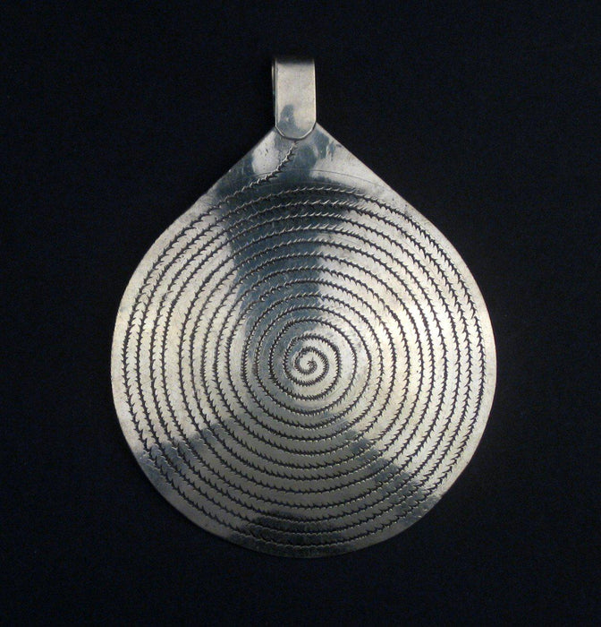 Niello Engraved Moroccan Pendant (85x65mm) - The Bead Chest