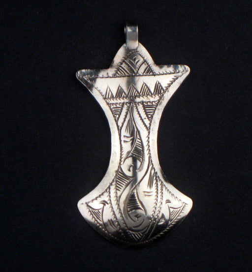 Pendulum-Shaped Engraved Moroccan Pendant - The Bead Chest