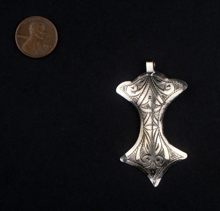 Unique Engraved Silver Moroccan Pendant - The Bead Chest