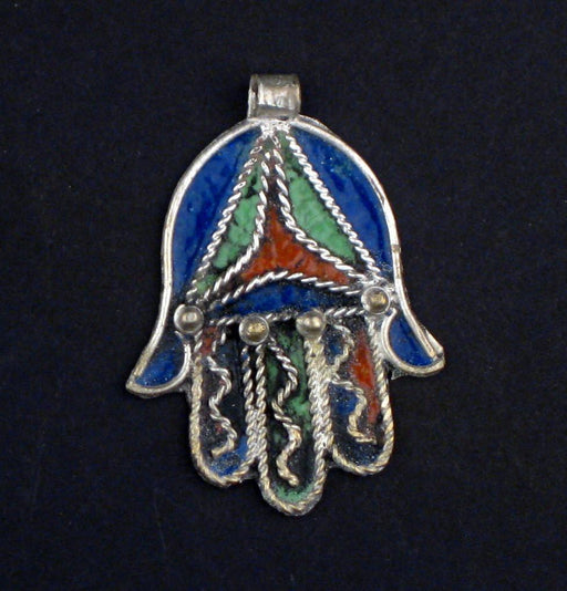 Multicolor Morrocan Hamsa Pendant - The Bead Chest