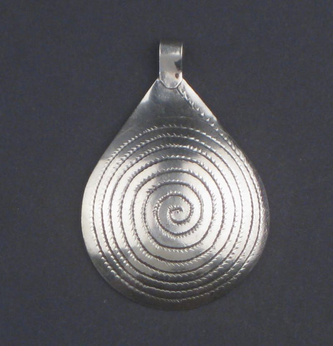 Niello Engraved Moroccan Pendant (40x26mm) - The Bead Chest