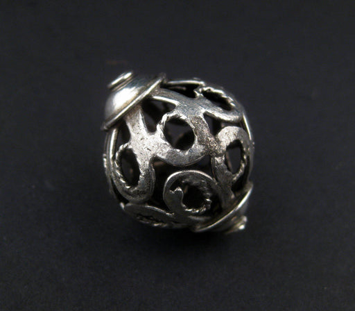 Moroccan Silver Filigree Bead (27x22mm) - The Bead Chest