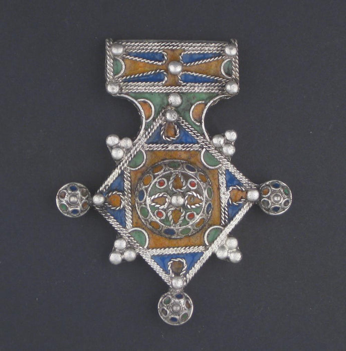 Multicolor Enamel Berber Cross Pendant - The Bead Chest