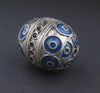 Blue Artisanal Enamel-Inlaid Berber Bead Pendant