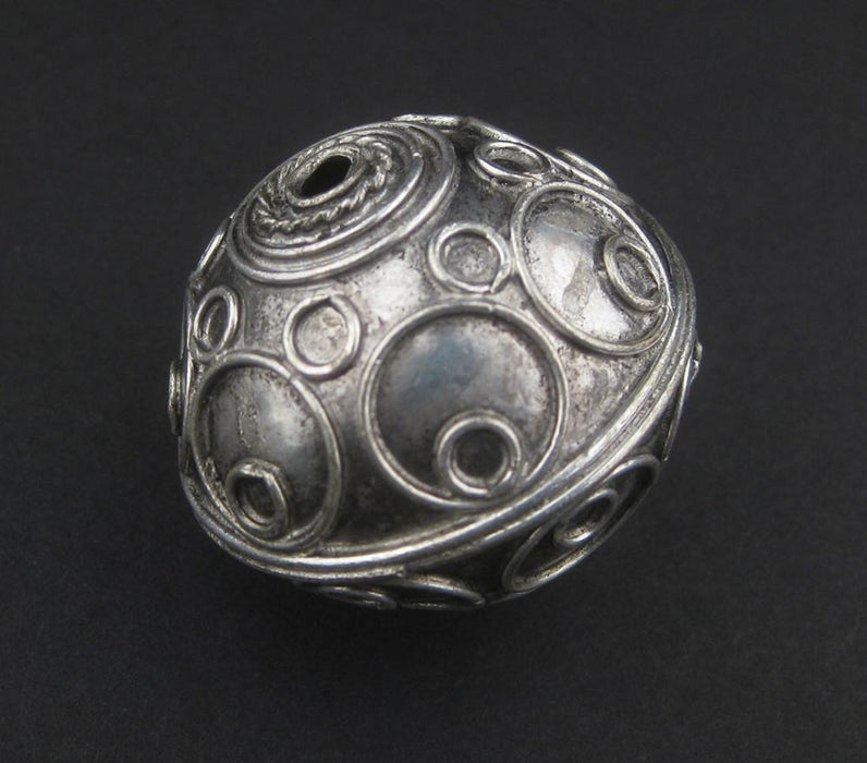 Artisanal Fancy Moroccan Silver Bead (27x32mm) - The Bead Chest