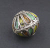 Yellow Mix Multicolor Enamel Berber Bicone Bead