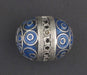 Double Blue Artisanal Enamel-Inlaid Berber Bead Pendant - The Bead Chest