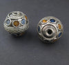 Blue-Orange Enamel Berber Beads (Set of 2)