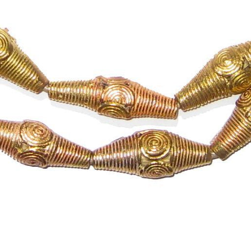 Cameroon-Style Bicone Brass Filigree Beads (32x12mm) - The Bead Chest
