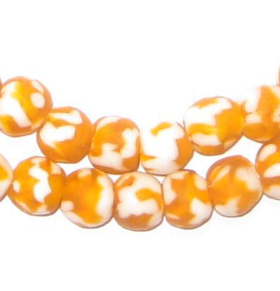 Pumpkin Orange Fused Recycled Glass Beads (10mm) - The Bead Chest