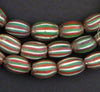Green White Red Stripe Large Watermelon Beads (Long Strand)