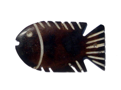 Native Fish Batik Bone Animal Pendant - The Bead Chest