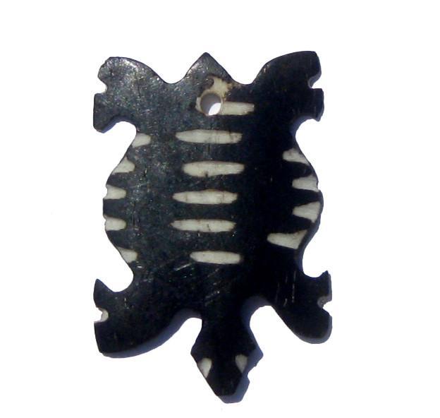 Striped Tortoise Batik Bone Animal Pendant - The Bead Chest