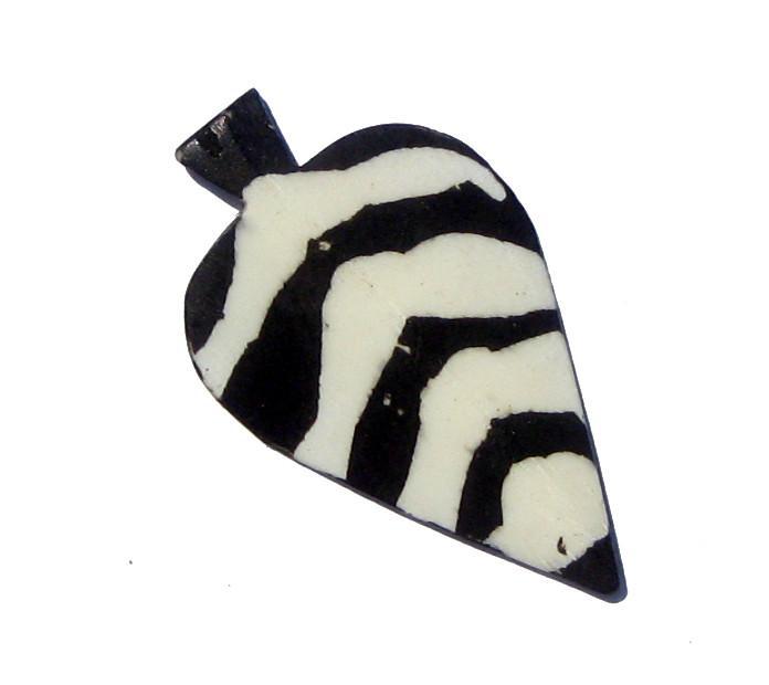 White Zebra Batik Bone Arrow Pendant - The Bead Chest
