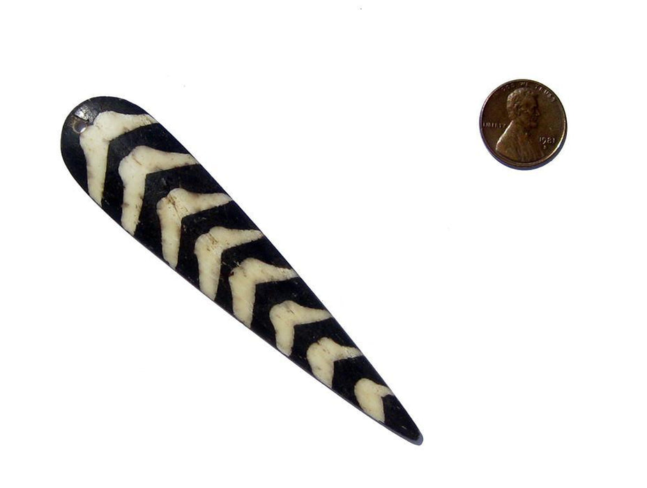Delta Design Batik Bone Feather Pendant - The Bead Chest