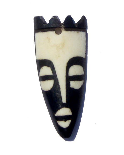Crowned Mask Batik Bone Pendant - The Bead Chest