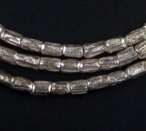 Silver Ethiopian Scratch Beads (6x4mm)