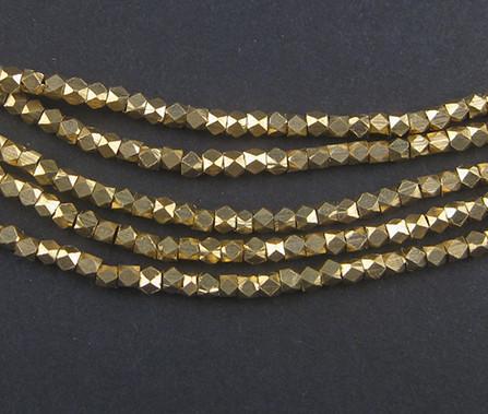 Tiny Diamond Cut Faceted Brass Beads (2mm) - The Bead Chest