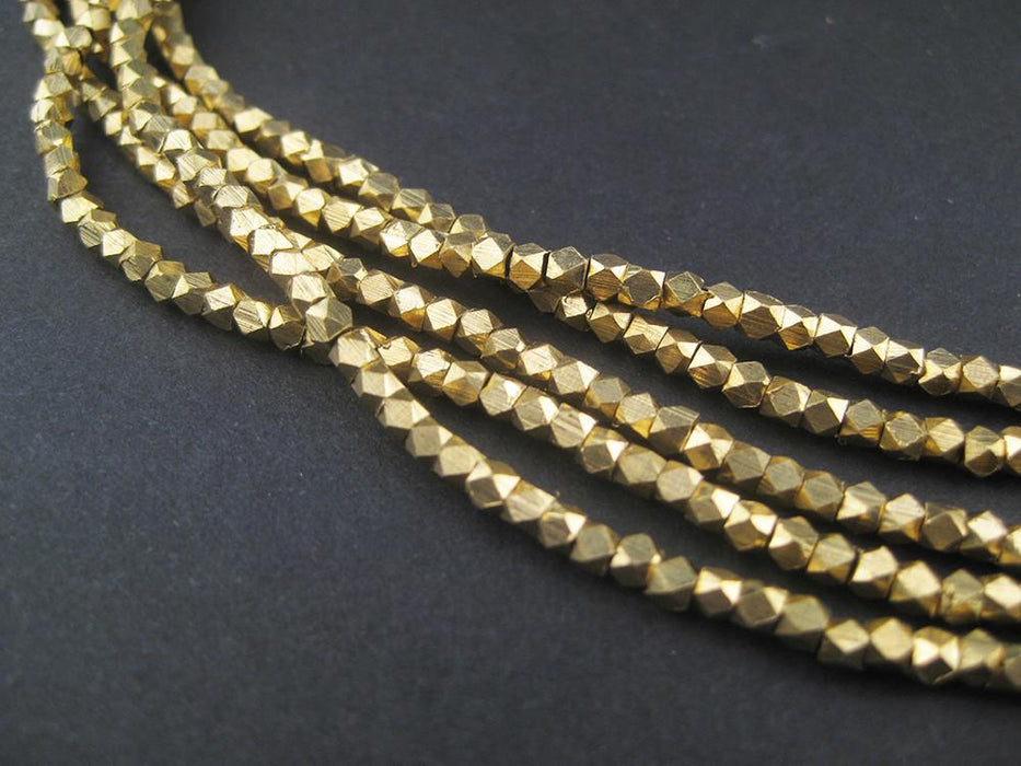 Tiny Diamond Cut Faceted Brass Beads (2mm) - The Bead Chest