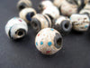 Antique Black & White Venetian Scratch Trade Beads (Single Bead)