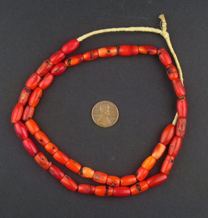 Polished Sea Coral Trade Beads - The Bead Chest