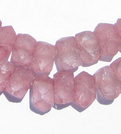 Rose Pink Faceted Recycled Java Sea Glass Beads - The Bead Chest