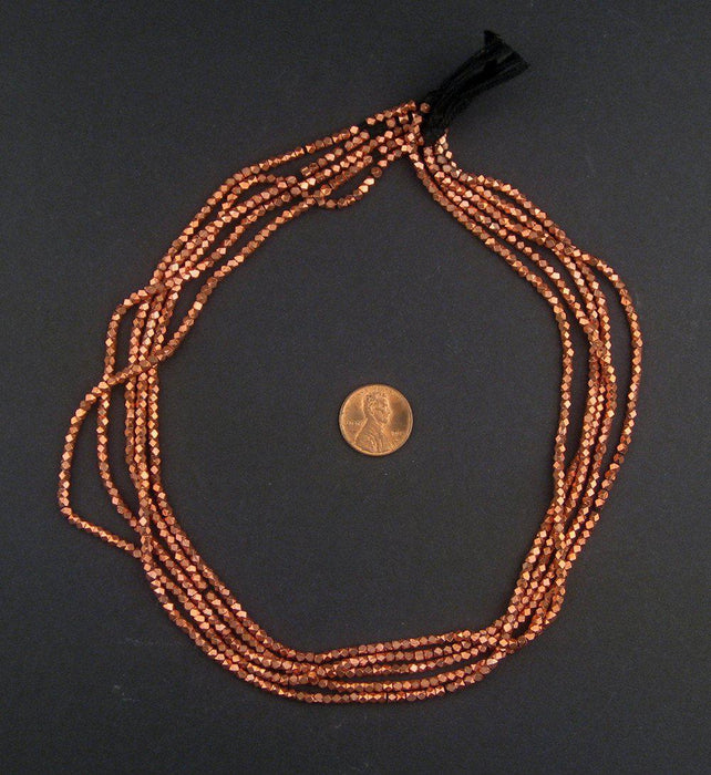 Tiny Diamond Cut Faceted Copper Beads (2mm) - The Bead Chest