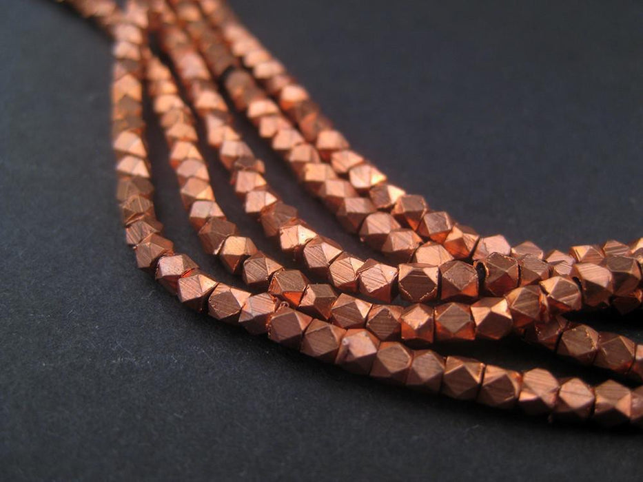 Tiny Diamond Cut Faceted Copper Beads (2mm) - The Bead Chest