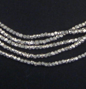 Tiny Diamond Cut Faceted Silver Beads (2mm)