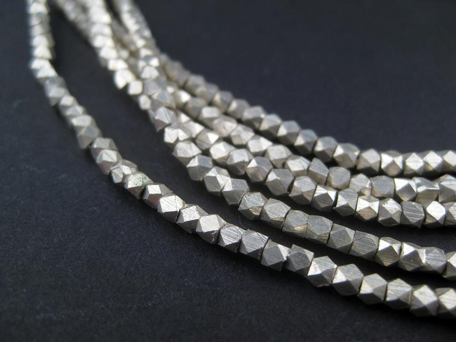 Tiny Diamond Cut Faceted Silver Beads (2mm) - The Bead Chest
