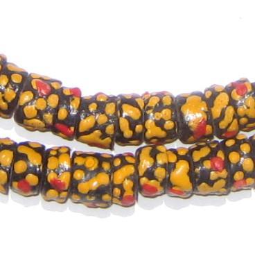 Fancy Orange Spotted Krobo Powder Glass Beads - The Bead Chest