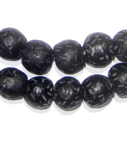Midnight Swirl Black Krobo Powder Glass Beads - The Bead Chest
