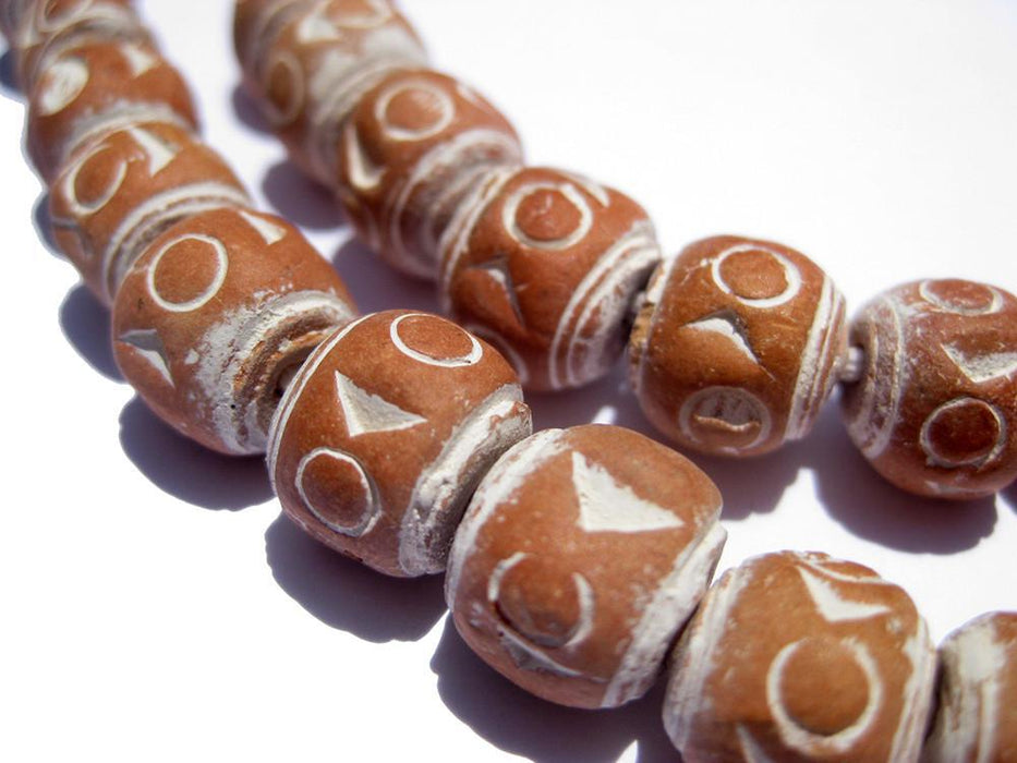 Natural Terracotta Imprinted Mali Beads (10mm) - The Bead Chest
