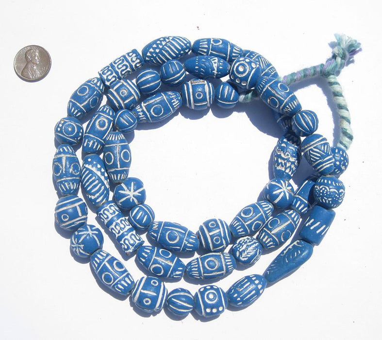 Sky Blue Patterned Terracotta Beads - The Bead Chest