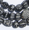 Traditional Black Patterned Terracotta Beads