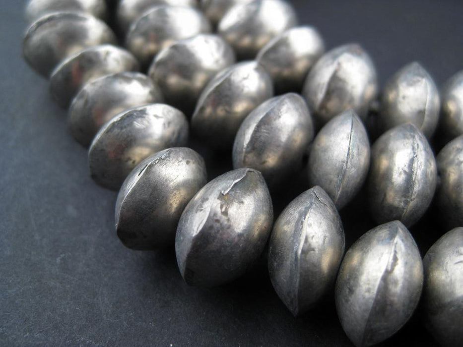 Mali Silver Bicone Beads (9x14mm) - The Bead Chest