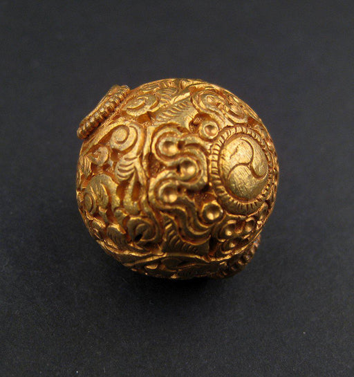 Ornate 22K Gold-Plated Brass Floral Bead (27x25mm) - The Bead Chest